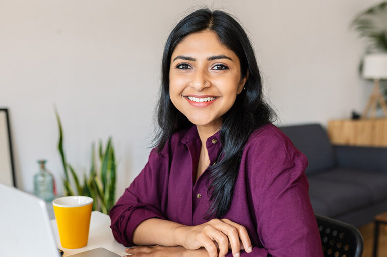 Young lady at her office